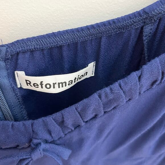 Reformation Sydney Mini Dress Womens 10 Blue Long Sleeve Front Tie - Picture 5 of 9